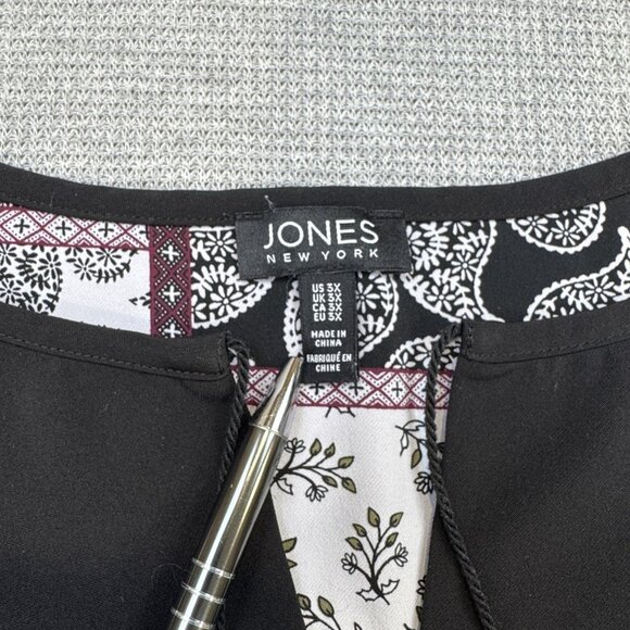 Jones New York Womens 3X Multicolor Paisley Patchwork Tunic Blouse Short Sleeve - Picture 7 of 14